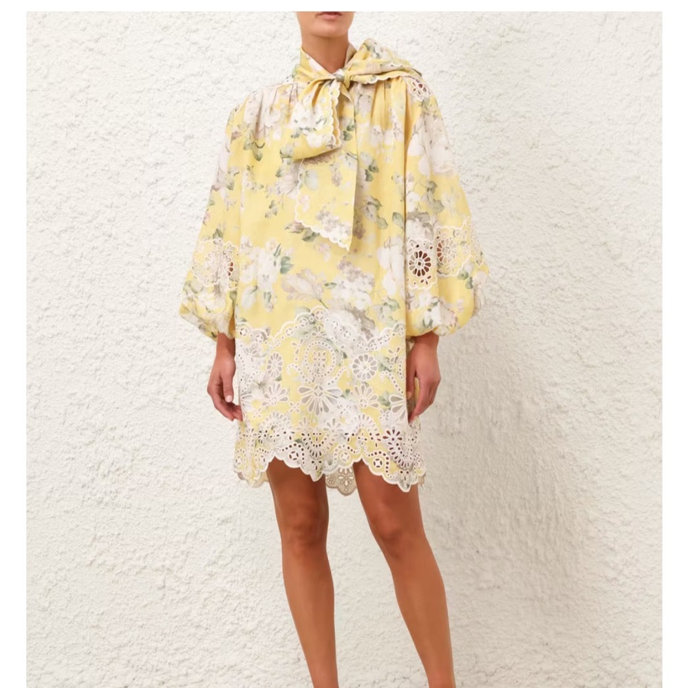 Zimmermann ACACIA BRODERIE TIE MINI DRESS